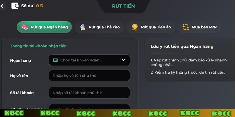 4 kênh rút tiền k8cc an toàn